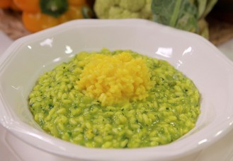 Risotto zafferano, spinacini e arancia