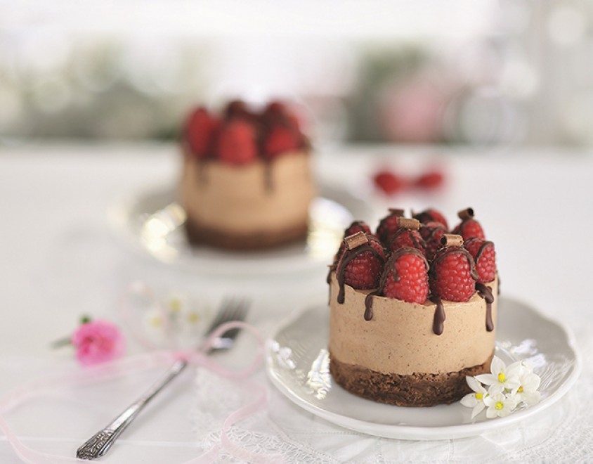 Mousse al cioccolato e lamponi