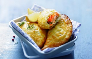 Panzerotti al porro e salmone