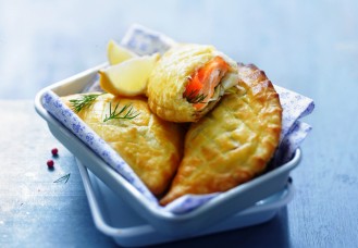 Panzerotti al porro e salmone