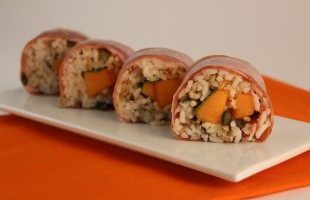 Roll di riso, prosciutto e melone 