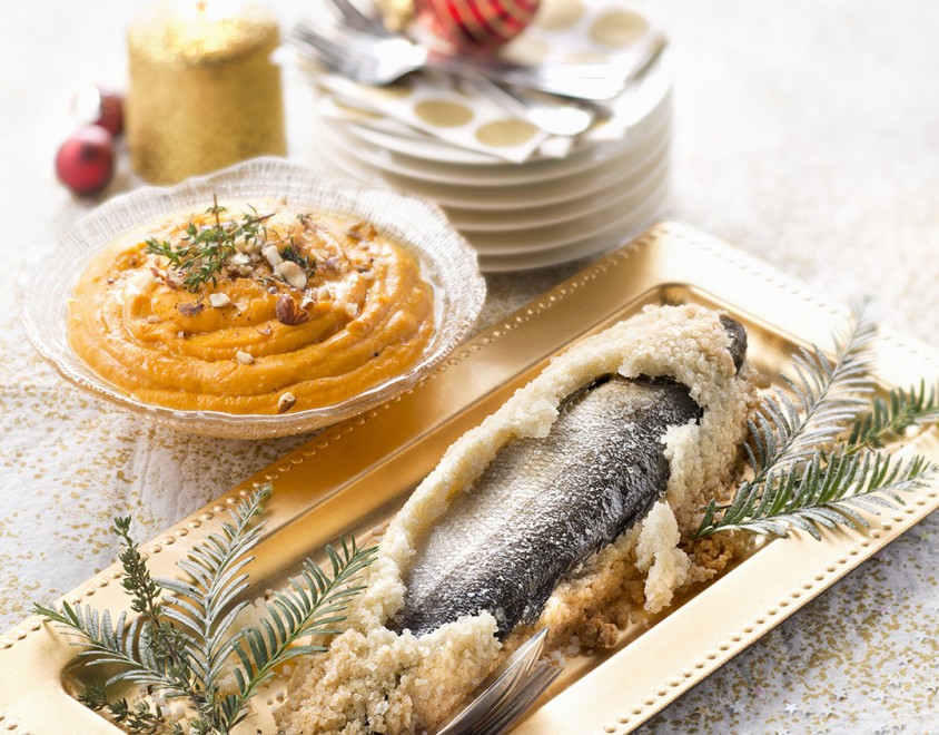 Ombrina in crosta di sale