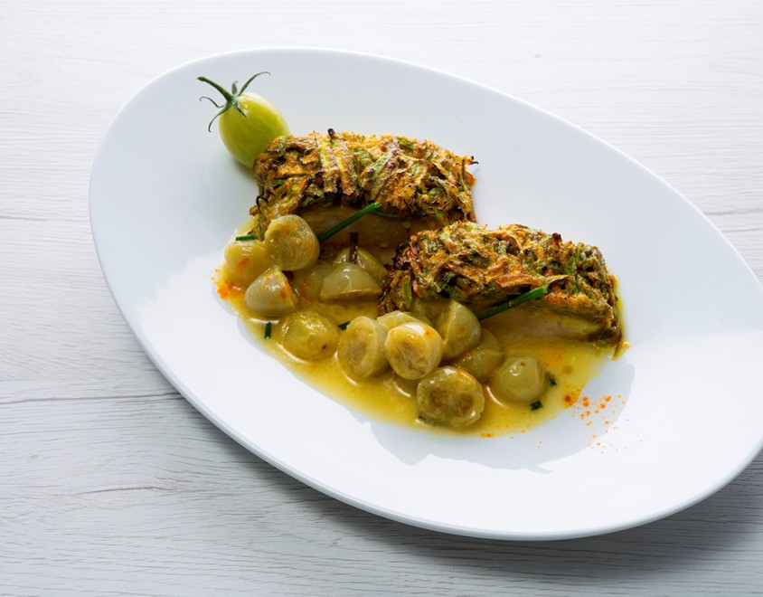 Orata, zucchine e datterini verdi 