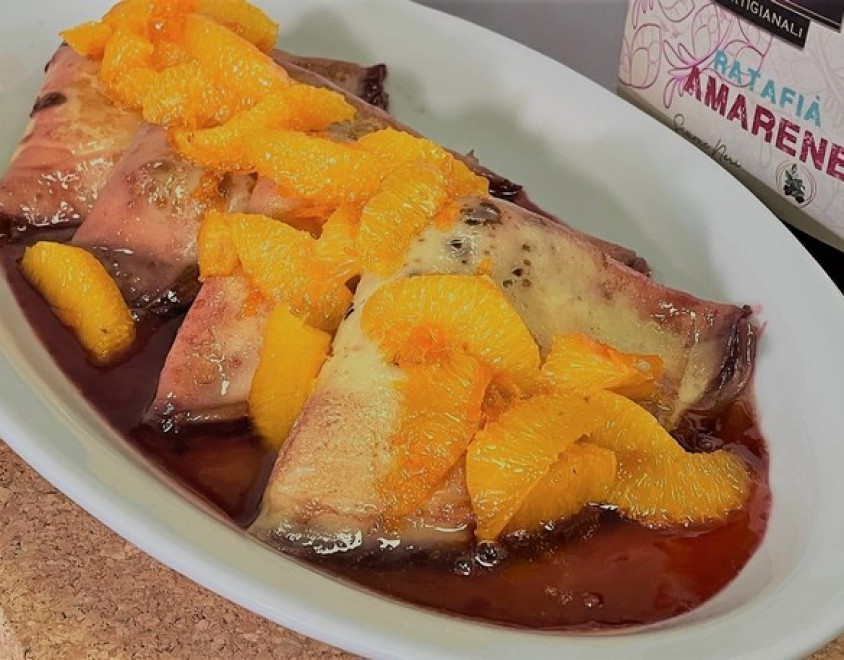 Cr&ecirc;pes alla crema e ciliegie