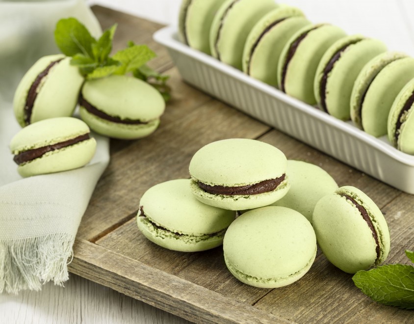 Macaron menta e cioccolato