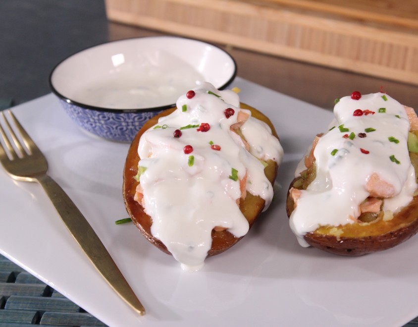 Patate al salmone e avocado