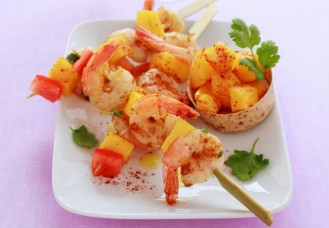 Spiedini gamberi e melone