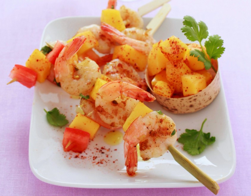 Spiedini gamberi e melone