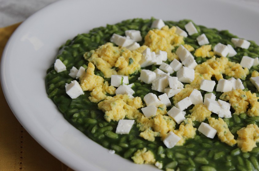 Risotto uova e spinacini
