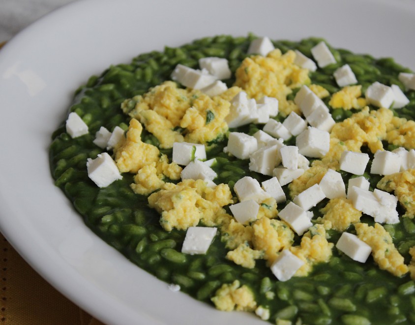 Risotto uova e spinacini